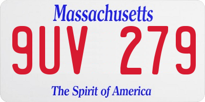 MA license plate 9UV279