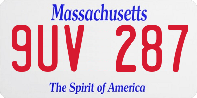 MA license plate 9UV287