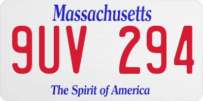 MA license plate 9UV294