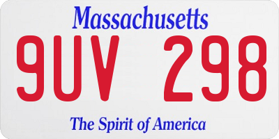 MA license plate 9UV298