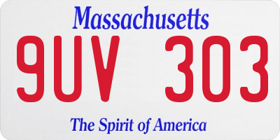 MA license plate 9UV303