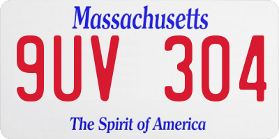 MA license plate 9UV304