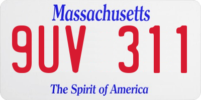 MA license plate 9UV311
