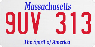 MA license plate 9UV313