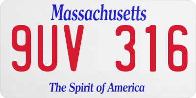 MA license plate 9UV316