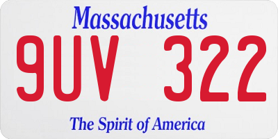 MA license plate 9UV322