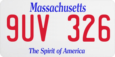 MA license plate 9UV326