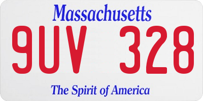 MA license plate 9UV328
