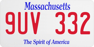 MA license plate 9UV332
