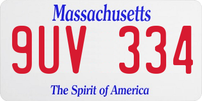 MA license plate 9UV334