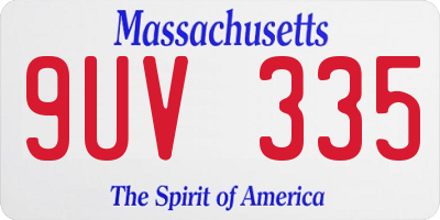 MA license plate 9UV335