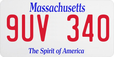 MA license plate 9UV340