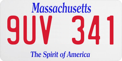 MA license plate 9UV341