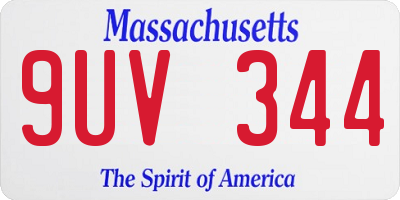 MA license plate 9UV344