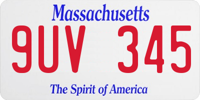 MA license plate 9UV345