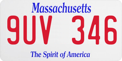 MA license plate 9UV346