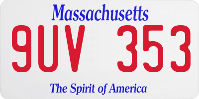 MA license plate 9UV353