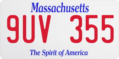 MA license plate 9UV355
