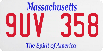 MA license plate 9UV358