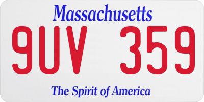MA license plate 9UV359