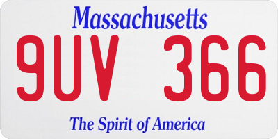 MA license plate 9UV366