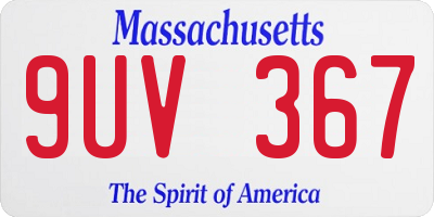 MA license plate 9UV367