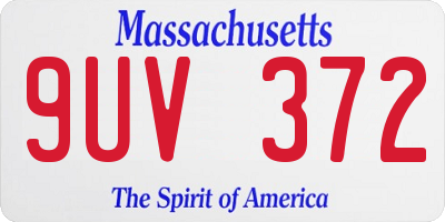 MA license plate 9UV372