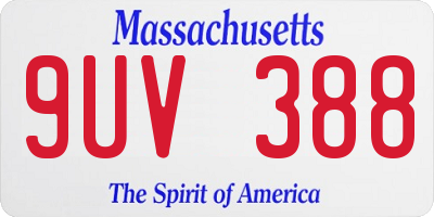 MA license plate 9UV388
