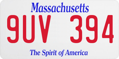 MA license plate 9UV394