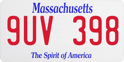 MA license plate 9UV398
