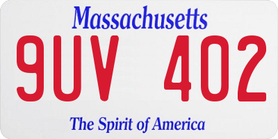 MA license plate 9UV402
