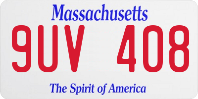 MA license plate 9UV408