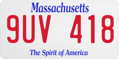 MA license plate 9UV418