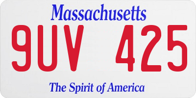 MA license plate 9UV425