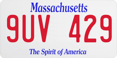 MA license plate 9UV429