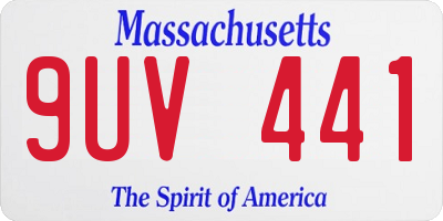 MA license plate 9UV441