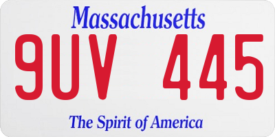 MA license plate 9UV445