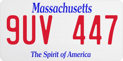 MA license plate 9UV447
