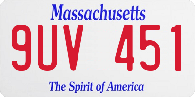 MA license plate 9UV451
