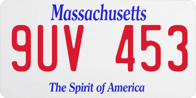 MA license plate 9UV453