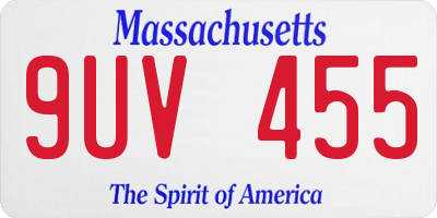 MA license plate 9UV455