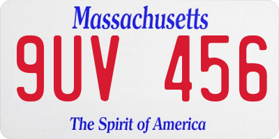 MA license plate 9UV456