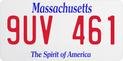 MA license plate 9UV461