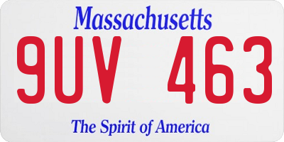 MA license plate 9UV463