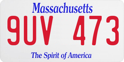 MA license plate 9UV473
