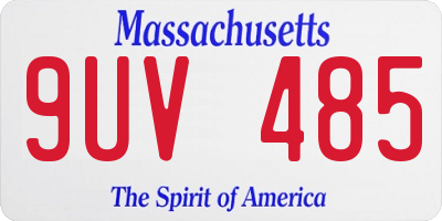 MA license plate 9UV485
