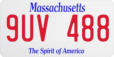 MA license plate 9UV488