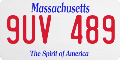 MA license plate 9UV489