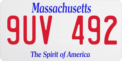 MA license plate 9UV492