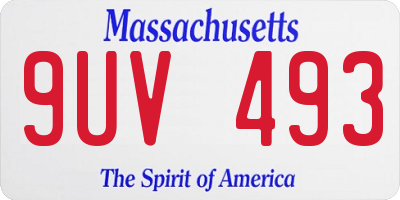 MA license plate 9UV493